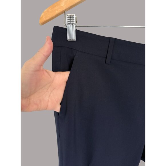 Vince Womens Slim-Fit Navy Trousers Size 12 Wool Blend With Pockets - Picture 3 of 8